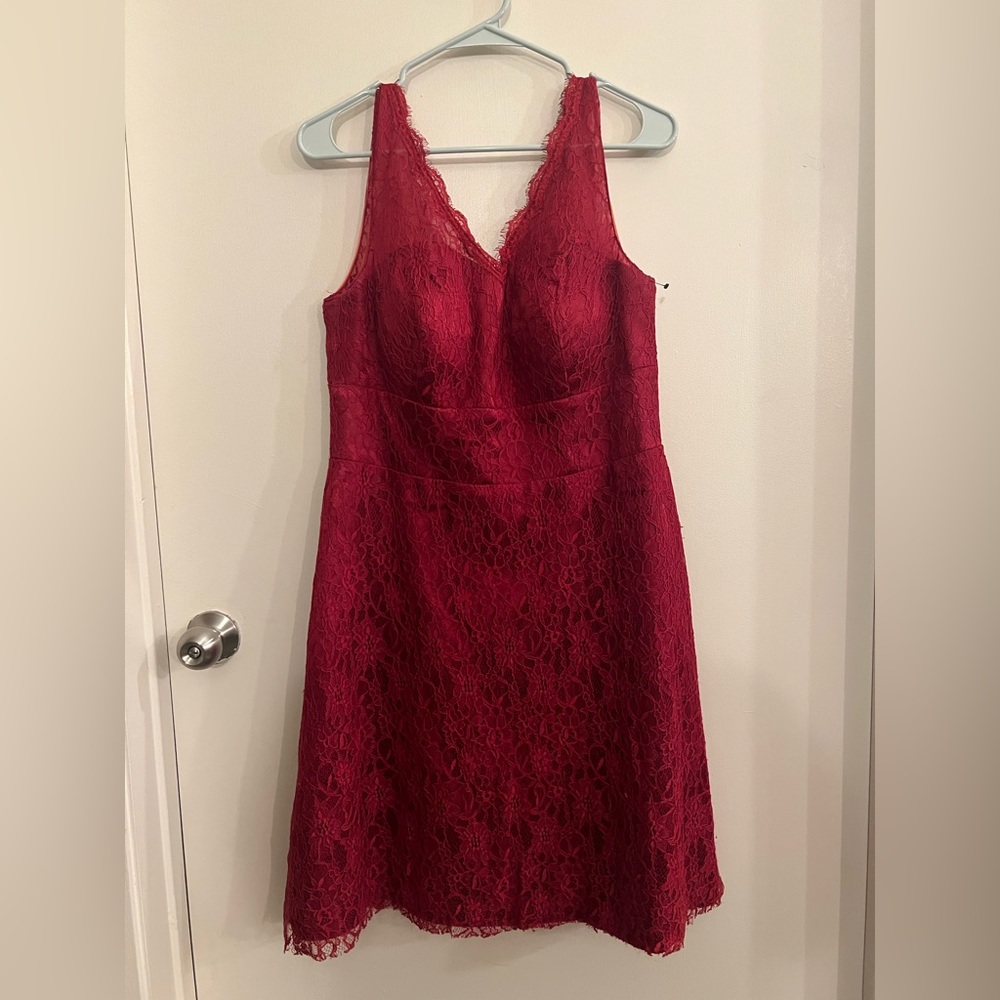 V-Neck Red Dress - Azazie